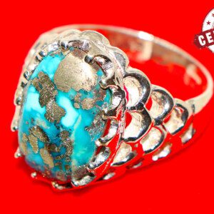 Blue-Green Feroza Neshapur Stone Ring