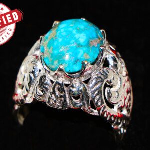 Nishapuri Blue-Green Feroza Gemstone Ring Size 12