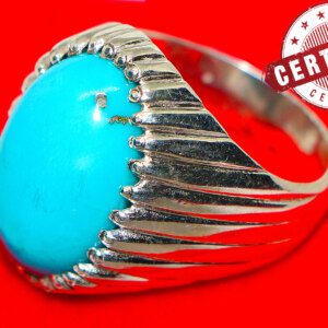 FEROZA Neshapuri Men Turquoise Ring Size 12