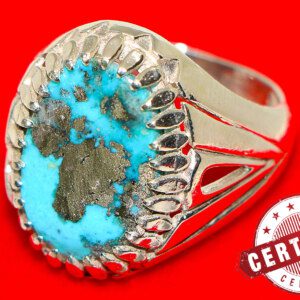 Men FIROZA Turquoise Nishapuri Ring Size 12