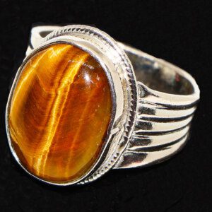 African Tiger's Eye Stone Men Ring Size 8