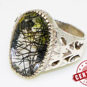 Natural CERTIFIED Black Moh e Najaf Quartz Stone Ring Size 11