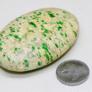 CERTIFIED Natural Green Dots JADEITE JADE Healing Tumble Stone