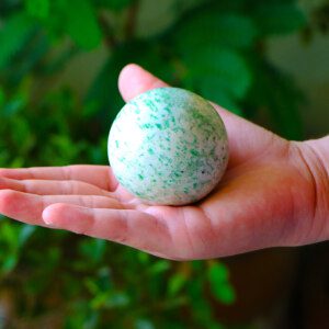 CERTIFIED Natural Green Dot JADE Healing Tumbled Sphere Ball Stone