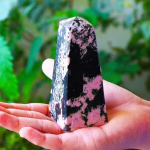 CERTIFIED Natural Pink RHODONITE Healing Tower Tumble Stone