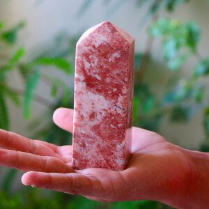 Natural CERTIFIED STRAWBERRY JASPER Tower Healing Tumble Stone