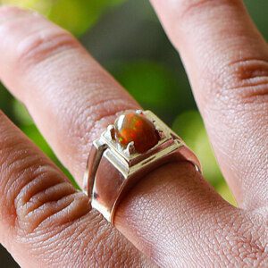 Premium FIRE OPAL Gemstone Sterling Silver Ring