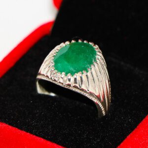 CERTIFIED Real Emerald Gemstone Silver Ring for Sale