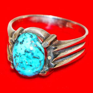 TURQUOISE-FEROZA of Neshapuri Stone Handmade Engagement Silver Ring