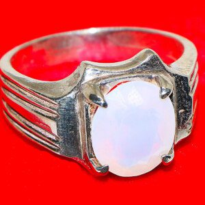 White Opal Mens Ring