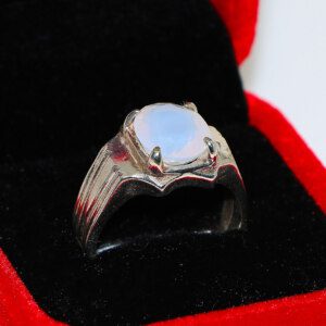 Certified White OPAL Stone Mens Silver Ring -36.56ct - Image 3