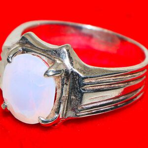 Certified White OPAL Stone Mens Silver Ring -36.56ct - Image 5