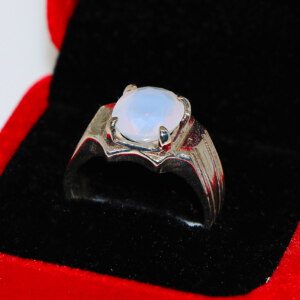 Certified White OPAL Stone Mens Silver Ring -36.56ct - Image 9