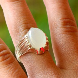 REAL Moonstone Mens Engagement Silver Ring