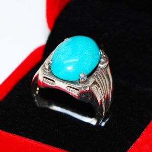 Super Clean Best FEROZA Stone Mens Silver Ring