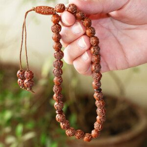 Rosary Prayer Beads of Engraved Wood