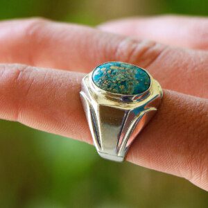 Marvelous Feroza-Turquoise MEN Handmade Silver Ring