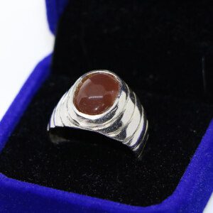 Original Brown Moonstone Silver Men Ring