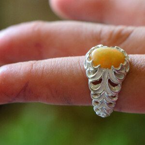 Natural Fire Opal Gemstone with 925 Sterling Silver Ring for Men's