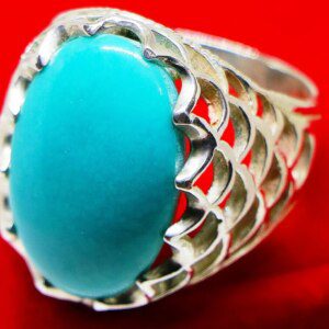 Magnificent Original Neeshapuri Feroza Shia Ring 925 Sterling Silver