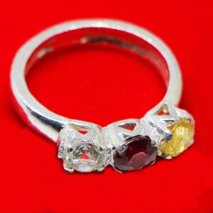 Best Top White Yellow Red 3 Topaz Gemstones Mens Ring