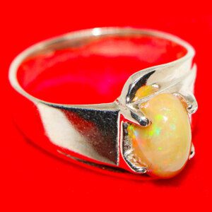 Fire Opal Gemstone Silver Ring