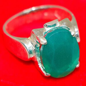 Certified REAL Splendid Emerald-Zamurd Mens Silver Ring