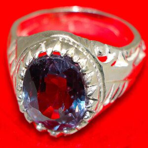 Natural Alexandrite Mens Silver Ring in Silver