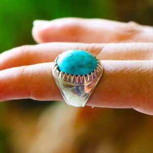 Astonishing REAL Turquoise-Feroza Silver Mens Ring