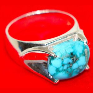 Natural Turquoise Engagement Silver Ring