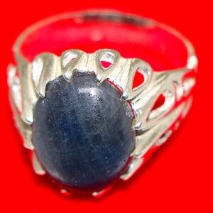 Superior Untreated Afghani Blue Sapphire Silver Handmade Ring