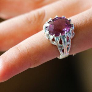 Alexandrite Color Changing Mens Silver Ring