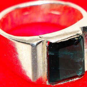 AAA Untreated Afghan Blue Tourmaline Pure Silver Ring