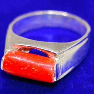 Italian Red Coral Silver Ring