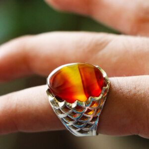 Multi Color Aqeeq-Agate Men's Ring