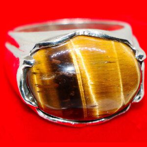 Tiger Eye Men's Silver Ring