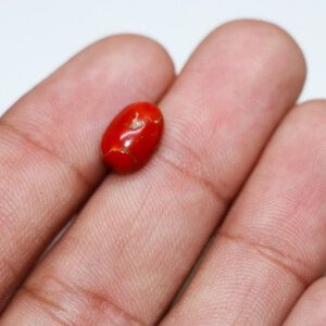 Original Red Coral Loose Gemstone (Close-up in Hand)