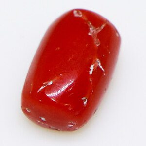 Fiery red coral gem (Scorpio birthstone), close-up view.