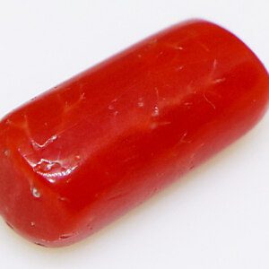 Fiery red Moonga loose gemstone closeup.