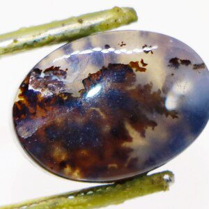 Polished Yemeni Moss Agate stone with unique color and inclusions