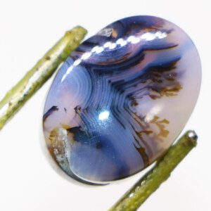 Polished Moss Agate crystal stone with green inclusions