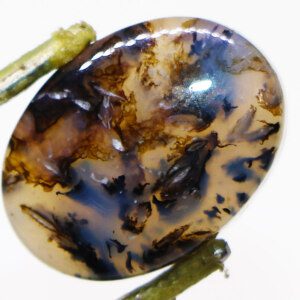 Brown Moss Agate loose stone with green inclusions