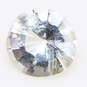 Brilliant white gold topaz gem, top view