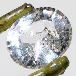 Polished white topaz gem closeup