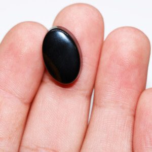 Black Agate Crystal Gemstone in Hand