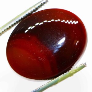 Striking Black Red Agate with Tweezer